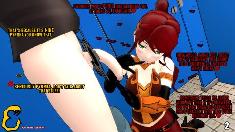 1boy 1girls glory_hole grandmastersfm jaune_arc pyrrha_nikos restroom_stall rwby tagme