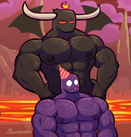 2boys :p bara baxter7020 demon demon_horns demon_wings el_benon elbenon fire gay hell horns looking_at_another male male_only marvel muscular muscular_male purple_venom purplevenom red_eyes tongue_out wings yaoi youtube youtube_hispanic youtuber_boy