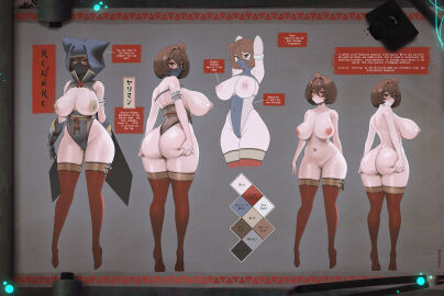 ahoge areola arms_over_head ass big_ass big_breasts breasts brown_eyes brown_hair cameltoe capcom character_sheet face_mask female fishnet glossy glossy_body gloves grabbing_ass grabbing_own_ass hoodie kamura_(armor) koneko_(thekite) large_breasts monster_hunter monster_hunter_rise nipples nude nude_female oc pasties pussy shuriken skimpy skimpy_clothes skimpy_outfit skindentation stockings thekite thick thick_ass thick_legs thick_thighs thighhighs thighs wide_hips