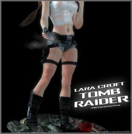 boots breasts crop_top denim denim_shorts female gun handgun holster letterboxed midriff navel short_shorts shorts solo thigh_holster thigh_strap weapon