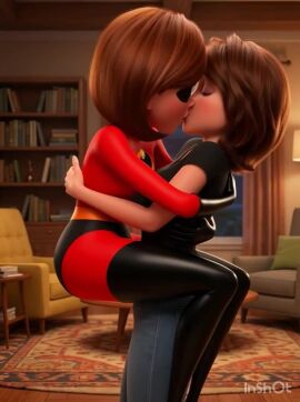 ai_generated animated aunt_cass big_hero_6 crossover french_kissing helen_parr lesbian_couple lesbian_kiss tagme the_incredibles video