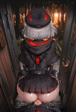 ai_generated commander_(nikke) female goddess_of_victory:_nikke horny_female miniskirt sex_from_behind suggestive_pose vesti_(nikke)