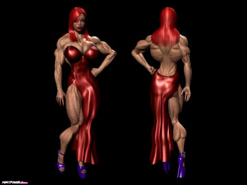 3d abs biceps breasts female hair jessica_rabbit long_hair muscles muscular muscular_arms muscular_female muscular_legs muscular_thighs red_hair who_framed_roger_rabbit