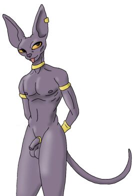 anthro anthro_only athletic athletic_anthro athletic_male balls beerus domestic_cat dragon_ball dragon_ball_super felid feline felis felix_sky flaccid genitals hairless hairless_cat hi_res male male_only mammal penis purple_body solo solo_male yellow_eyes
