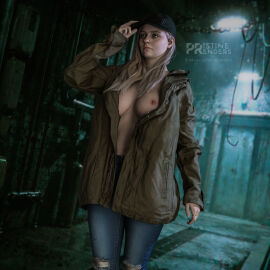 1girls 3d blonde_hair braless breasts capcom female hat nipples pristinerenders resident_evil resident_evil_8:_village rosemary_winters solo