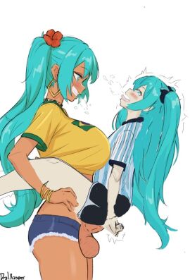 1futa 1girls argentina argentinian_miku brazil brazilian brazilian_miku breasts brown_skin dark-skinned_futa dark_skin dial_kasper dialkasper erection female futa/female futa_on_female futanari hatsune_miku huge_breasts huge_cock intersex latin_american_hatsune_miku_(meme) lesbian_sex light-skinned_female light_skin low-angle_view pale-skinned_female pale_skin penis selfcest shorter_female smaller_female standing tagme taller_futa vocaloid