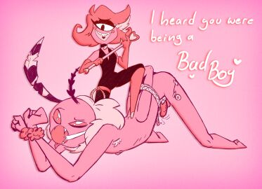 1_eye big_sub_small_dom bondage bondage_outfit boots clothed_female_nude_male collar crying cyclops demons dominatrix duo elbow_gloves female femdom gag gagged gagged_male gloves happy_dom hazbin_hotel holding_whip leotard limited_palette male malesub mca_rts multi_arm multi_limb niffty penis restrained restrained_arms riding_crop rope simple_background size_difference small_dom_big_sub tied_arms valentino_(hazbin_hotel) vibrator vibrator_in_penis vibrator_taped_to_leg whip