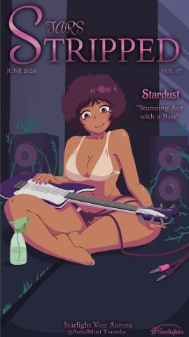 breasts cleavage crossed_legs dark-skinned_female dark_skin female guitar pubic_hair sitting stardust_(sucker_for_love) starlighterxeta sucker_for_love sucker_for_love:date_to_die_for