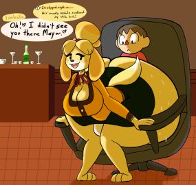 1boy 1futa 2024 animal_crossing anthro ass big_ass big_butt bulge chair furry futa_focus futanari huge_ass huge_butt human human_on_anthro hyper hyper_ass implied_futa implied_penetration intersex isabelle_(animal_crossing) male male_on_futa nintendo sitting_on_lap solo_focus specnsfw speech_bubble sweat sweaty sweaty_ass sweaty_butt talking text villager_(animal_crossing)