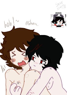 ;-; black_hair blood_drip blood_in_mouth blood_on_body breasts female ibispaintx lesbian_sex self_harm_fetish self_harm_scars sex silly vampire vampire_girl yuri