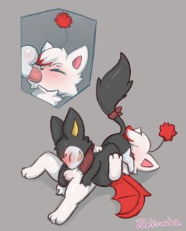 2023 69_position absurd_res blush blush_lines closed_eyes colored digital_drawing_(artwork) digital_media_(artwork) domestic_cat duo emolga felid feline felis fellatio fingering generation_5_pokemon hi_res hug lying male male/male mammal monochrome nintendo on_back on_front on_top on_top_of oral penile penis piku pokemon pokemon_(species) rodent scarf sex shaded tail wings zakiredlight