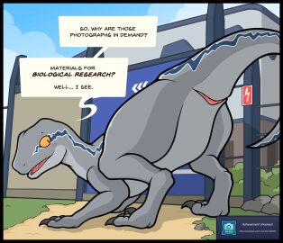 animal_genitalia blue_(jurassic_world) blush claws cloaca dinosaur dromaeosaurid female feral genitals hi_res jurassic_park_(franchise) jurassic_world nude outside reptile scalie serapi solo tail text theropod universal_studios velociraptor