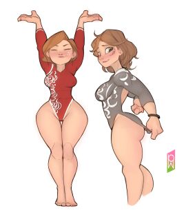 2girls 2milfs ass aunt_cass big_hero_6 blush cass_hamada disney elastigirl female helen_parr highleg_leotard leotard marvel marvel_comics milf milfs pixar the_incredibles thick_thighs thighs tomphelippe wellington_phelippe wide_hips