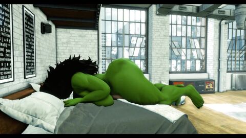 1boy 1futa 3d anal_sex animated black_hair completely_nude_female elevenendless endlessillusion female_domination female_on_top futanari green_body green_skin marvel marvel_comics nude_female she-hulk tagme video voluptuous