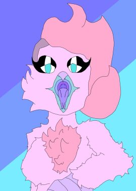 anthro anthro_only avian avian_humanoid beak bird bird_girl female furry furry_female furry_only holding_viewer imminent_vore implied_vore looking_at_viewer mawplay mawshot mouth_shot open_mouth pink_body pink_feathers pink_hair solo solo_anthro solo_female solo_focus teasing teasing_viewer vore vore_tease