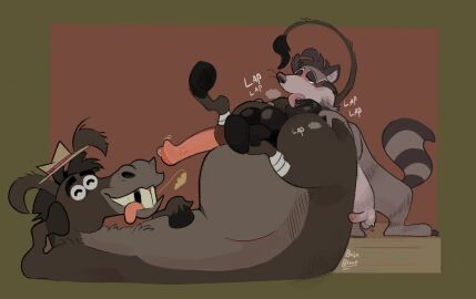 ambiguous_feral ambiguous_gender anal anatomically_correct anatomically_correct_anus anatomically_correct_genitalia anatomically_correct_penis animal_genitalia animal_penis anthro anus asinus bajableat balls big_balls blush bodily_fluids body_hair body_worship breath butt_hair butt_worship coontail coontail_v2 donkey donkey_tail duo equid equine equine_genitalia equine_penis erection feral foreskin genital_fluids genitals happy lapping looking_pleasured male male/male mammal missing_teeth missing_tooth musk musk_clouds oral panting penis precum procyonid puffy_anus raccoon raccoon_tail rimming sex size_difference small_hat small_penis sweat tongue tongue_out toony uncircumcised