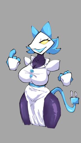 2d 2d_(artwork) big_breasts big_hips big_thighs breasts cleavage deltarune deltarune_chapter_2 feline female furry furry_female gothina gothina_nsfw huge_breasts non-human robot robot_girl tail tasque_manager_(deltarune) thick_thighs
