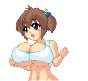 1girls animated big_breasts bouncing_breasts breasts female fullflap inma_no_ken twintails white_background
