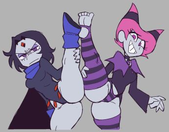 2girls ass big_ass caliginous clothed clothing dc dc_comics female female_only fully_clothed hi_res highres jinx_(dc) large_ass leotard multiple_females multiple_girls panties raven_(dc) teen_titans thick_thighs