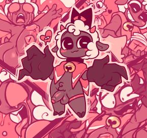 2022 aipeco18 anthro balls bell bible big_hands biped bodily_fluids bottomless bovid caprine clothed clothing collar crying cult_of_the_lamb demon detailed_background digital_media_(artwork) erection eye_on_penis fangs fur genitals glans goat group hat headgear headwear heart_symbol hi_res horn humanoid_genitalia humanoid_penis lamb_(cult_of_the_lamb) male mammal massive_monster_(studio) multiple_images open_mouth penis red_crown_(cult_of_the_lamb) red_horn sharp_teeth sheep smile solo solo_focus tears teeth tongue tongue_out toony trio wool_(fur)