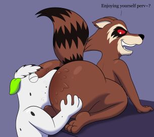 2024 absurd_res anal anthro anthro_only ass ass_grab big_ass big_butt black_body black_fur black_nose black_spots black_tail brown_body brown_ears brown_fur brown_tail butt_grab canid canine canis closed_eyes colossalstars dalmatian digital_media_(artwork) domestic_dog duo english_text fur gay grab_the_butt green_ears guardians_of_the_galaxy hair hand_on_ass hand_on_butt hi_res kneeling looking_at_another looking_back looking_pleasured lucky_(lucky_dog) male male/male mammal markings marvel marvel_comics multicolored_body multicolored_fur oral procyonid question_mark raccoon red_sclera rimming rimming_male rocket_raccoon sex spots spotted_body spotted_fur tail tan_eyes teeth text thick_thighs two-tone_body two-tone_fur two-tone_tail white_body white_fur white_hair