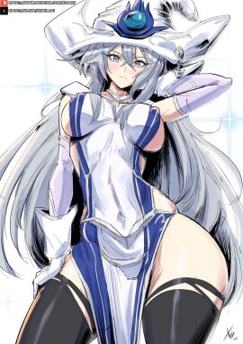1girls big_breasts breasts female female_only hat large_breasts long_hair self_upload silent_magician thick_thighs white_hair xhaart yu-gi-oh!