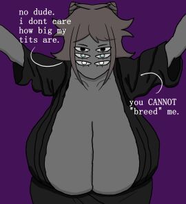 1girls 6_eyes big_breasts big_thighs black_eyes black_kimono blue_eyes breasts brown_hair color colored eyebrows eyelashes female goinksploink grey_skin hair_buns huge_breasts multi_eye original original_character sen_(goinksploink) solo solo_female text thighs white_eyes