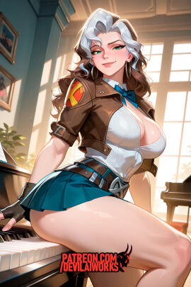 ai_generated big_ass big_breasts bodysuit devilaiworks marvel marvel_rivals rogue_(marvel_rivals) rogue_(x-men) school_uniform superheroine x-men