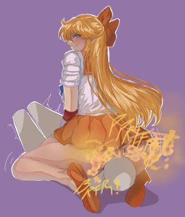 1boy 1girls bishoujo_senshi_sailor_moon blonde_hair bow_in_hair evil_grin facesitting fart fart_cloud fart_fetish fart_torture farting farting_on_face female male melonarts2_(artist) minako_aino no_panties sailor_senshi_uniform sailor_venus simple_background smug smug_face smug_grin upskirt