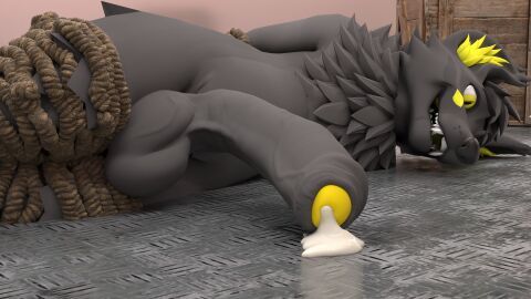 3d absurd_res anthro arms_tied balls big_balls big_penis blender_(artwork) blender_cycles bodily_fluids bound box canid canine canis container cum digital_media_(artwork) freakhound genital_fluids genitals hair hi_res huge_balls huge_cock humanoid_genitalia humanoid_penis implied_rape legs_tied light lighting looking_at_another male mammal open_mouth penis softdiamond softdiamond_(artist) solo truck vrchat_model wolf