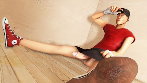 1boy 3d balls candygirlsfm cock_under_clothes femboy gay huge_balls huge_cock male male_only penis pulling_skirt scout_(team_fortress_2) sfm sitting_on_floor skirt source_filmmaker team_fortress_2