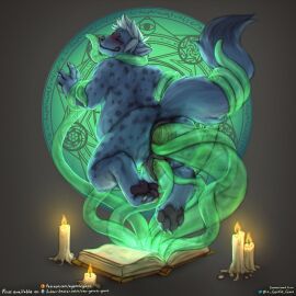 2024 anal anal_sex animal_genitalia animal_pussy anthro anthro_penetrated anus biped black_anus black_body black_fur black_pawpads black_pussy blue_body blue_fur blush book candle canine_genitalia canine_pussy claws closed_eyes cuntboy cuntboy_penetrated digital_media_(artwork) digitigrade double_penetration finger_claws fur genitals green_tentacles hi_res hyena intersex intersex_penetrated kraven_lupei mammal markings multicolored_body multicolored_fur pawpads paws penetration pussy sex solo spots spotted_body spotted_fur stomach_bulge tentacle tentacle_in_ass tentacle_in_pussy tentacle_penetration tentacle_sex the_gentle_giant toe_claws vaginal_penetration