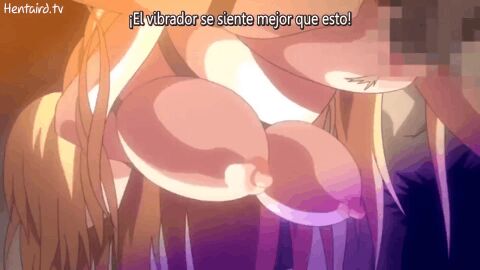 animated big_breasts blonde_hair breasts censored censored_genitalia censored_penis censored_pussy censored_vagina female male mosaic_censoring murakami_teruaki penis pussy sei_dorei_gakuen_2 spanish_text