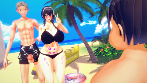 1girls 2boys 3d alternate_breast_size big_boobs big_breasts big_tits breasts cuck cuckold female human loid_forger male multiple_boys multiple_males murdoch_swan penis spy_x_family yor_briar yor_forger