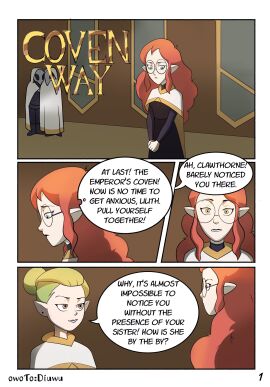 2d ass breasts clothed clothing dialogue english english_text female fully_clothed futanari glasses hair intersex light-skinned_female light-skinned_futa light_skin lilith_clawthorne odalia_blight owotodiuwu round_glasses speech_bubble tagme the_owl_house