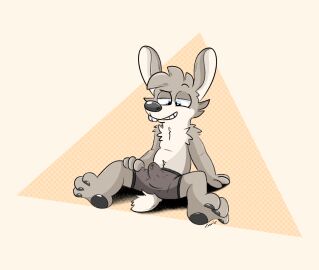 anthro biped blue_eyes bodily_fluids brown_body brown_fur bulge clothing detailed_bulge erection fur genital_fluids genital_outline grin hi_res lagomorph leporid male male_anthro mammal narrowed_eyes naughty_face orange_background pawpads paws penis penis_outline plantigrade precum precum_through_clothing precum_through_underwear rabbit simple_background sitting smile solo tenting tinnier underwear wet wet_clothing