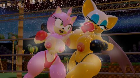 2girls 3d 3d_model action_lines amy_rose amy_rose_(kabalmystic) anthro bat_wings big_breasts big_nipples big_thighs black_boxing_gloves black_gloves black_thong blue_eyeshadow boxing boxing_gloves boxing_match boxing_ring breasts catfight curvy cyan_eyes duo eyeshadow female female_focus female_only fight fighting fighting_ring furry gloves green_eyes hairband half-closed_eye huge_breasts kabalmystic kabalmystic_(style) large_breasts light_skin lips lipstick makeup mobian mobian_(species) mobian_bat mostly_nude motion_lines night nipples one_eye_closed open_mouth outdoors pink_fur pink_hair pink_lipstick punch punching punching_face red_boxing_gloves red_gloves red_hairband red_thong rngsucks rouge_the_bat rouge_the_bat_(kabalmystic) ryona sega sonic_(series) sonic_adventure_2 sonic_the_hedgehog_(series) thick thick_hips thick_thighs thighs thong topless topless_boxing topless_female white_hair wide_hips wings
