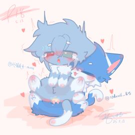 anthro ass blue_fur blush blush_lines blushing crying crying_with_eyes_open cub cum cum_in_ass drooling furry gay_sex green_eyes hi_res male male/male male_cub male_only penis red_eyes tagme tears tiny_penis