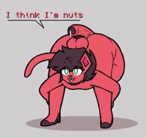 2024 anthro balls balls_on_head black_choker black_clothing black_footwear black_hair black_high_heels black_jewelry black_lips black_necklace bodily_fluids choker clothing contortionism cum dialogue digital_media_(artwork) domestic_cat english_text erection eye_through_hair eyebrow_through_hair eyebrows eyelashes eyelids felid feline felis femboy flat_colors footwear foreskin genital_fluids genitals grey_background gus_(imbynova) hair high_heels jewelry lewdnova lips looking_at_viewer male mammal mostly_nude necklace partially_retracted_foreskin penis pink_nose pink_tongue pumps red_text retracted_foreskin shadow simple_background solo tail teeth text thick_thighs three-quarter_view tongue tongue_out translucent translucent_hair uncircumcised