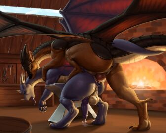 anal anal_sex anus ass balls bite biting_neck blacksmith chimney closed_eyes cum cum_in_ass cum_inside cum_on_ground dragon feral feral_on_feral feral_penetrated feral_penetrating feral_penetrating_feral fire indoors inside male male/male male_only male_penetrated male_penetrating male_penetrating_male mikes mudwing_(wof) open_mouth penis penis_in_ass scalie slate_(eyeoculus) tagme thejoyfuldragon tongue tongue_out wings_of_fire workplace workplace_sex