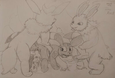 anthro anus bodily_fluids cum cum_in_pussy cum_inside eeveelution fellatio female feral flareon generation_1_pokemon generation_2_pokemon genital_fluids genitals group hi_res jolteon male male/female nintendo open_mouth oral penetration penile penis pokemon pokemon_(species) pussy saliva saliva_string sex sinsroost spitroast stuck suprised_look trio umbreon vaginal_penetration