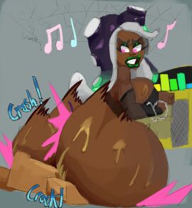 1girls ass assquake big_lips bracelet breasts clothing cobaltbluetea cracks dark-skinned_female dark_skin destruction earthquake female female_only gold_boombox_(prevence) green_lipstick huge_ass lipstick looking_at_own_ass looking_back looking_back_at_self marina_(splatoon) marina_redraw_(prevence) octoling onomatopoeia pink_eyes solo solo_female splatoon splatoon_2 sweat twerk_hypnosis twerking