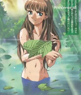 1girls 90s ai_edit ai_enhanced ai_generated breasts brown_hair female gundam gundam_wing human light-skinned_female light_skin long_hair looking_at_viewer medium_breasts nipples nude official_art relena_peacecraft skinny_dipping solo sound tagme video water