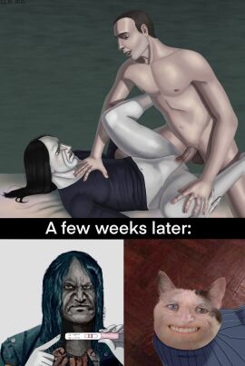 cock cuntboy/male cuntboy_penetrating dick_in_pussy gay gay_sex joke long_hair_male male_penetrating_cuntboy male_with_pussy meme no i'm_not_a_human penetration protagonist_(no i'm_not_a_human) pussy vaginal_penetration vigilante_(no i'm_not_a_human)