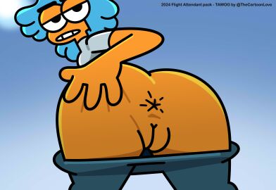 accurate_art_style anus anus_focus ass ass_focus big_ass big_butt butt_hole camera camera_view cartoon_network clothed down_angle exposed_anus exposed_ass exposed_pussy female flight_attendant_(the_amazing_world_of_gumball) grabbing hand_on_ass hand_on_butt leggings looking_at_viewer pants_down phone_camera pussy selfie serious_look showing_ass stretching the_amazing_world_of_gumball the_cartoon_love thick_ass thick_thighs