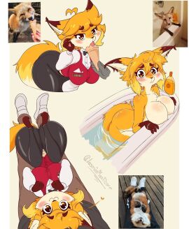 :3 anthro bathtub female fox fox_ears fox_girl furry ice_cream jasminthemanticore original_character real_life_insert