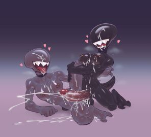 1futa 1girls abs alien_(franchise) areolae balls big_breasts big_penis black_body black_skin breasts choker clothing cum cum_in_mouth cum_in_pussy cum_inside cum_leaking cum_on_body cum_on_breasts cum_on_face cum_shot cum_string cumming duo erection female femomorph futa_on_female futanari grey_body grey_skin huge_cock humanoid humanoid_penis ihopmug intersex kneeling muscular muscular_female nipple_piercing nipples no_eyes nude penis pierced_nipples piercing pussy pussy_juice self_upload sex xenomorph