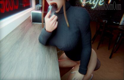 1futa 3d alternate_version_available ass bar_stool big_penis blizzard_entertainment bottomless breasts brigitte brigitte_lindholm chair dildo dildo_in_mouth erect_penis erection exhibitionism facemask fingernails futa_only futanari intersex light-skinned_futa moonroomoom mouth_mask nail_polish open_mouth orange_hair overwatch penis penis_out public public_exposure sidelocks sitting solo sweater thighs turtleneck turtleneck_sweater