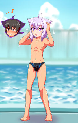 anthro aozame_takao black_clothing black_underwear blue_hair blue_tail blush bodily_fluids brown_hair bulge clothing crossdressing crossdressing_suit cum cumshot dildo dildo_in_mouth dildo_insertion ejaculation female forced_transformation gender_transformation genital_fluids goo_transformation hair hololive hololive_gamers hololive_japan human latex latex_clothing latex_transformation male male/female mammal mask mask_transformation mtf_transformation nekomata_okayu okayu_nekomata omoi oral oral_penetration penetration pool purple_eyes sex_toy sex_toy_in_mouth sex_toy_insertion slime solo suiting tail transformation underwear virtual_youtuber vtuber