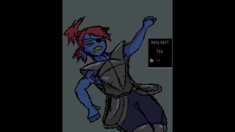 1boy 1boy1girl 1girls animated areolae armored_female athletic_female axolotl_capsule big_penis blue_body blue_skin crop_top cum_drip cum_in_mouth cum_on_face english_dialogue english_text eyepatch female medium_breasts monster_girl nipple_piercing no_sound penis_awe pixel_art ponytail sharp_teeth shorter_than_30_seconds smegma tagme thick_legs thick_penis thick_thighs undertale undertale_(series) underwear undressing_another undressing_partner undyne video